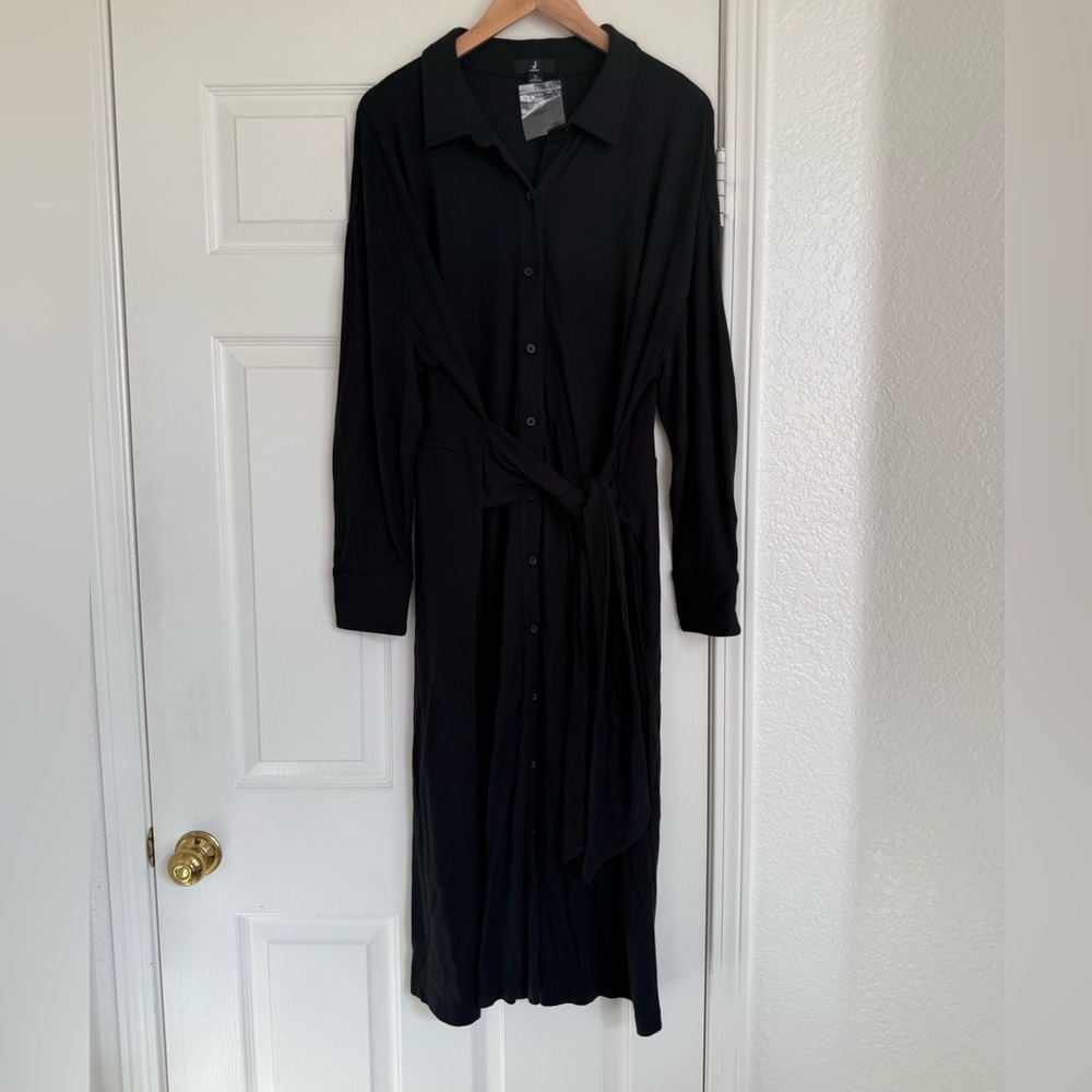 Jason Wu J Jason Wu Regular Draped Shirt Midi Dress Black Size XL Long Sleeve - Picture 3 of 6